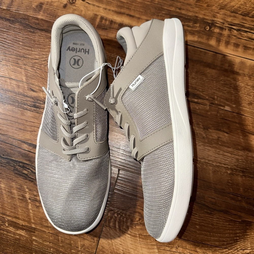 Hurley Grey Shoreline Bungee Cord Laces Sneakers Men's 10.5 NEW